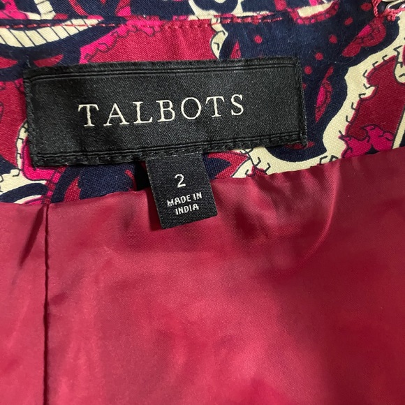 Talbots Pencil Skirt Sz 2 Maroon Magenta Paisley - Picture 5 of 8